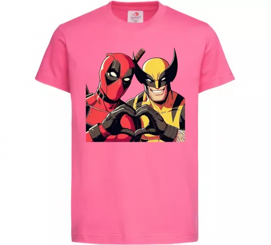Дитяча футболка Wolverine and deadpool Яскраво-рожевий фото