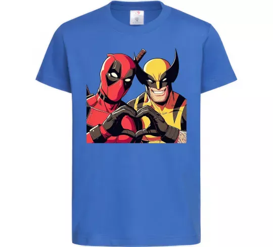 Дитяча футболка Wolverine and deadpool Яскраво-синій фото