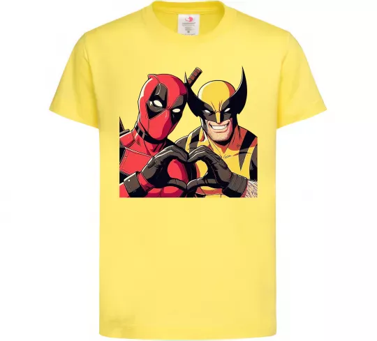 Дитяча футболка Wolverine and deadpool Лимонний фото