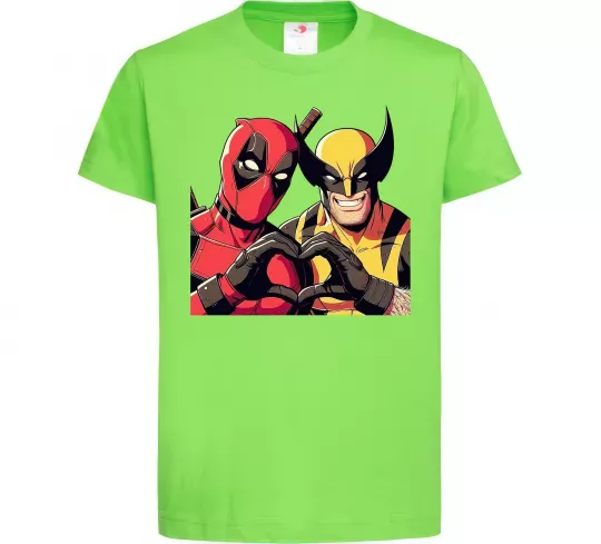 Дитяча футболка Wolverine and deadpool Лаймовий фото