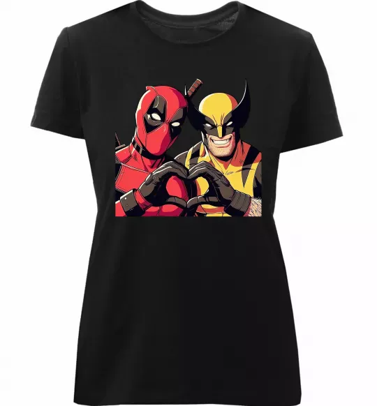 Жіноча преміум футболка Wolverine and deadpool Чорний фото