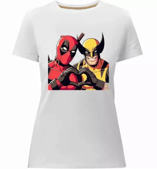 Жіноча преміум футболка Wolverine and deadpool Білий фото