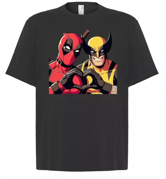 Футболка Оверсайз Wolverine and deadpool Черный фото