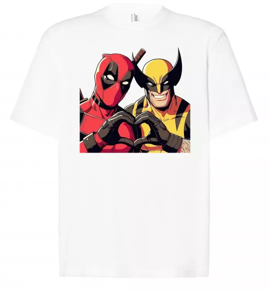 Футболка Оверсайз Wolverine and deadpool Белый фото