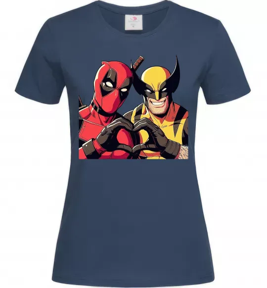 Жіноча футболка Wolverine and deadpool Темно-синій фото