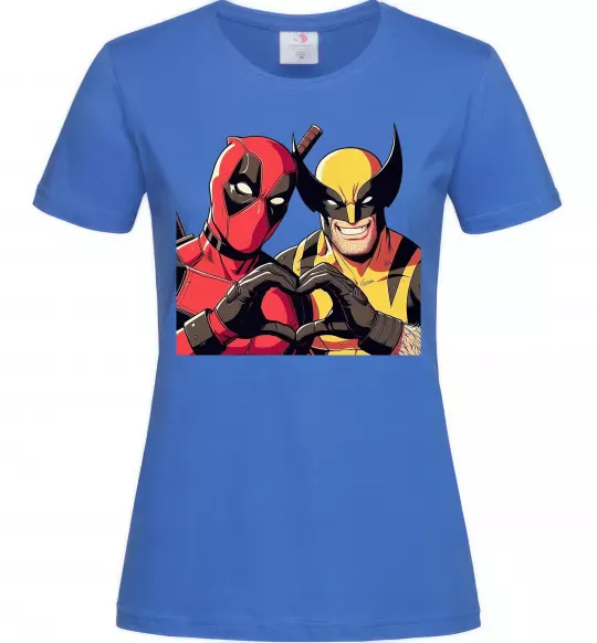 Жіноча футболка Wolverine and deadpool Яскраво-синій фото