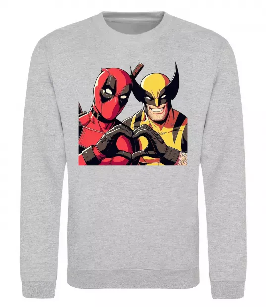 Світшот Wolverine and deadpool Сірий меланж фото