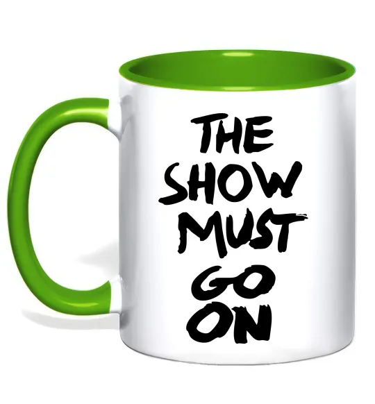 Чашка з кольоровою ручкою The show must go on Лаймовий фото
