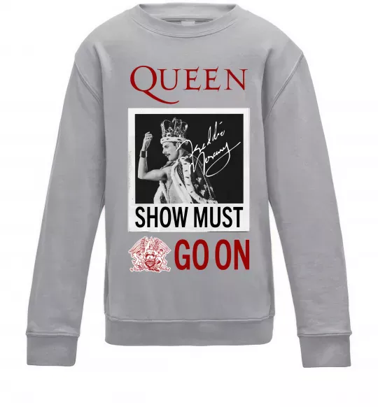Детский Свитшот Queen Show must go on Серый меланж фото