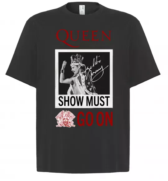 Футболка Оверсайз Queen Show must go on Черный фото