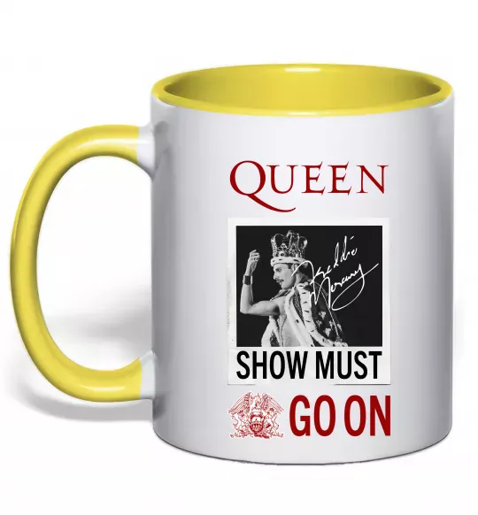 Чашка з кольоровою ручкою Queen Show must go on Сонячно жовтий фото