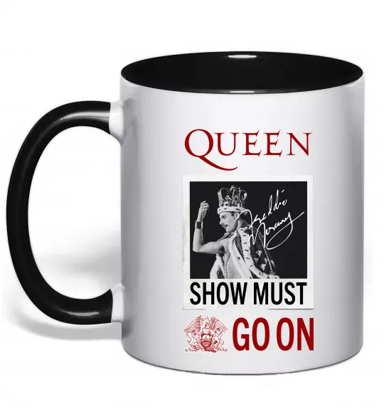 Чашка з кольоровою ручкою Queen Show must go on Чорний фото