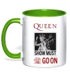 Чашка з кольоровою ручкою Queen Show must go on Лаймовий фото