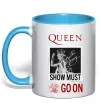 Чашка з кольоровою ручкою Queen Show must go on Блакитний фото