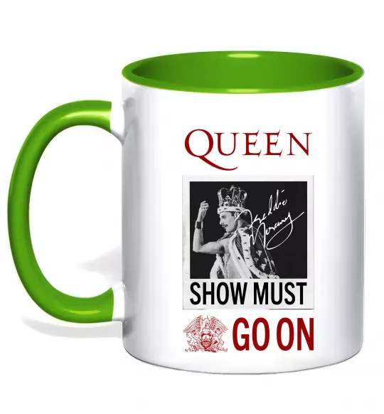Чашка з кольоровою ручкою Queen Show must go on Зелений фото