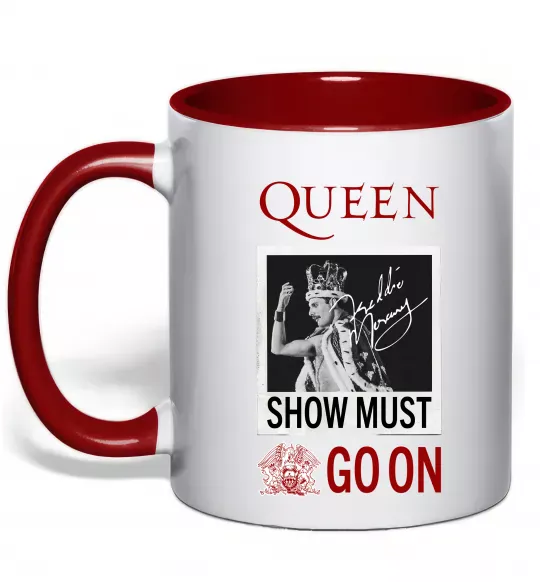 Чашка з кольоровою ручкою Queen Show must go on Червоний фото