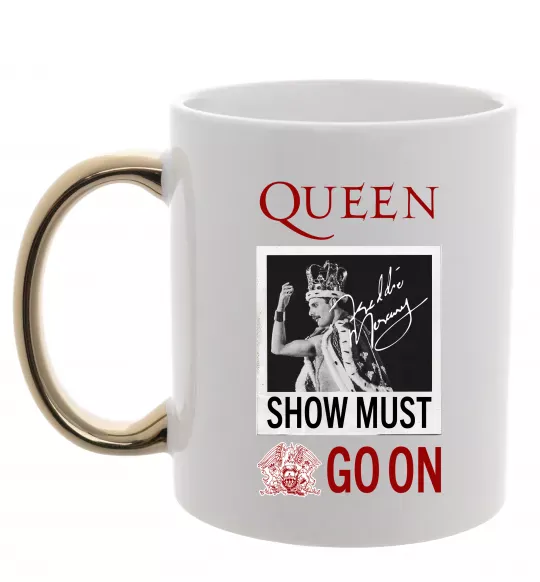 Чашка з кольоровою ручкою Queen Show must go on Золото фото