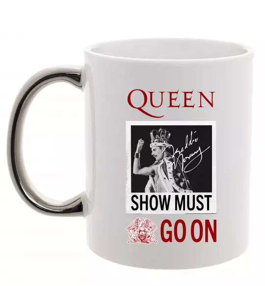 Чашка з кольоровою ручкою Queen Show must go on Срібло фото