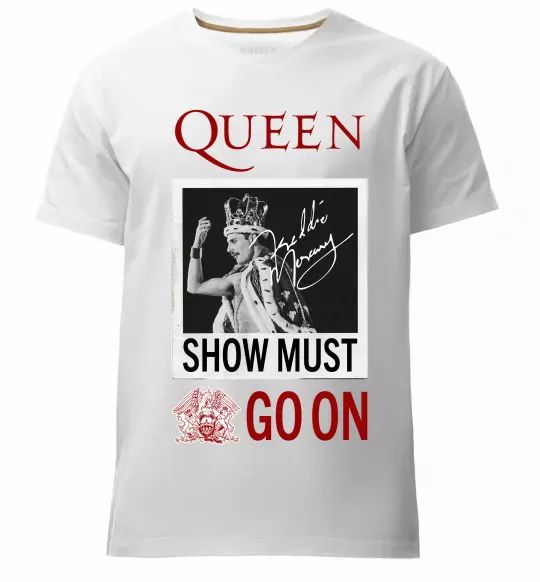 Мужская премиум футболка Queen Show must go on Белый фото
