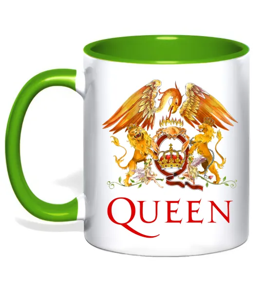 Чашка с цветной ручкой Queen logo Лаймовый фото