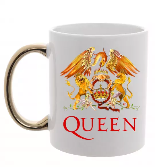 Чашка с цветной ручкой Queen logo Золото фото