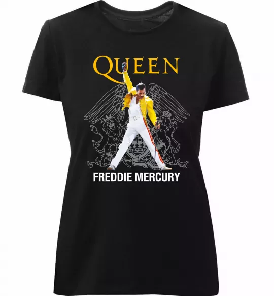 Женская премиум футболка Queen Freddie Mercury Черный фото