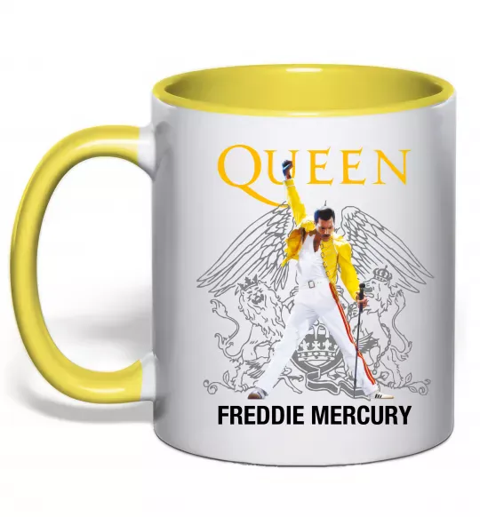 Чашка з кольоровою ручкою Queen Freddie Mercury Сонячно жовтий фото