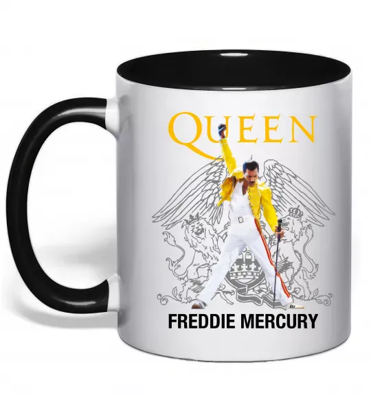Чашка з кольоровою ручкою Queen Freddie Mercury Чорний фото