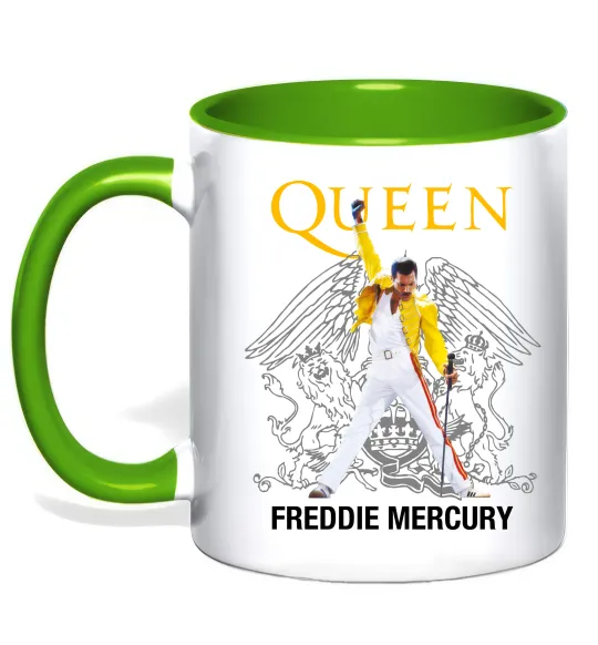 Чашка з кольоровою ручкою Queen Freddie Mercury Лаймовий фото