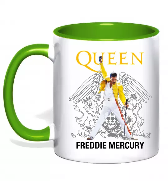 Чашка з кольоровою ручкою Queen Freddie Mercury Зелений фото