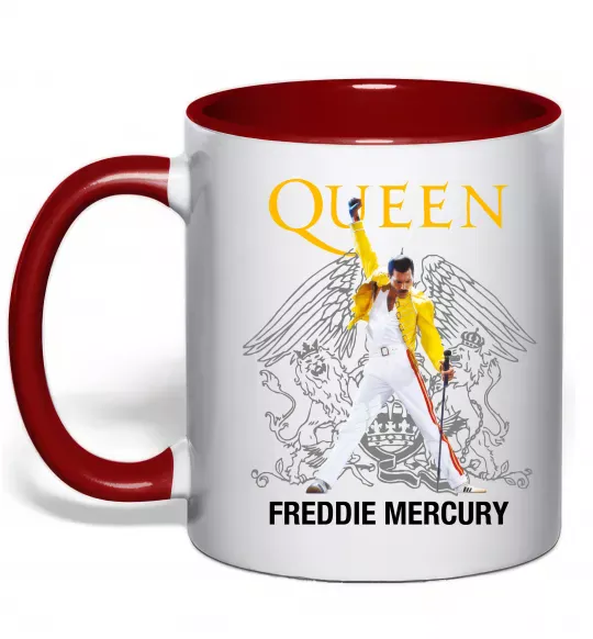 Чашка з кольоровою ручкою Queen Freddie Mercury Червоний фото