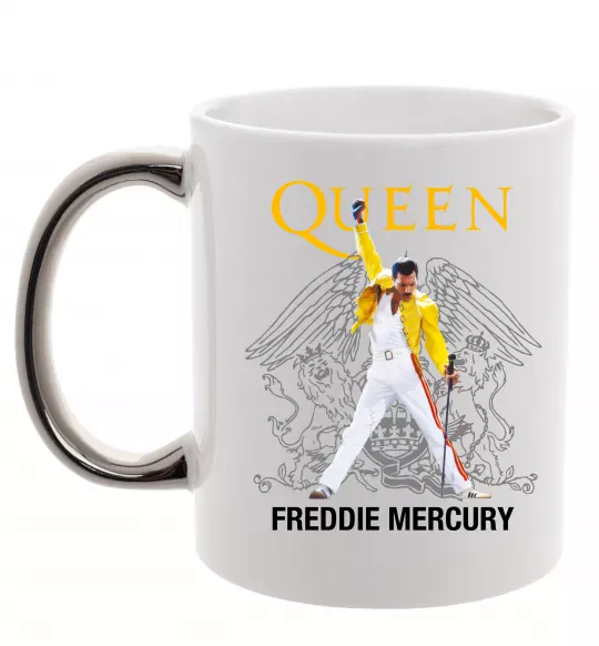 Чашка з кольоровою ручкою Queen Freddie Mercury Срібло фото