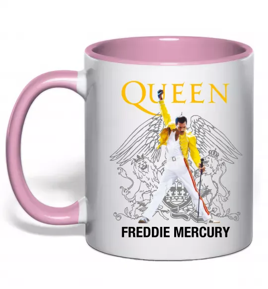Чашка з кольоровою ручкою Queen Freddie Mercury Ніжно рожевий фото