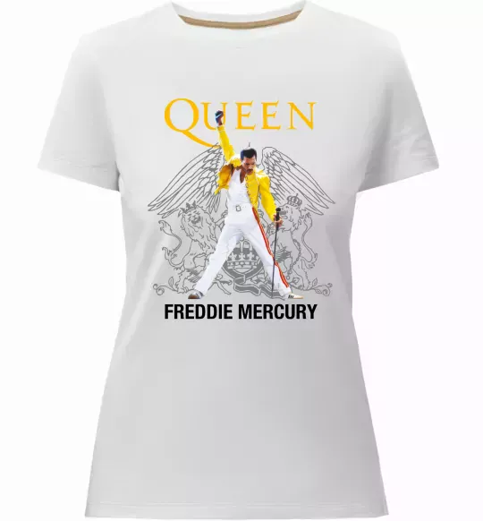Женская премиум футболка Queen Freddie Mercury Белый фото