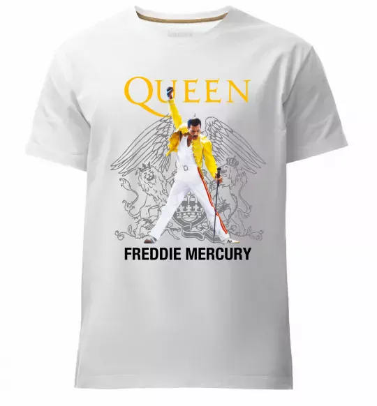 Мужская премиум футболка Queen Freddie Mercury Белый фото