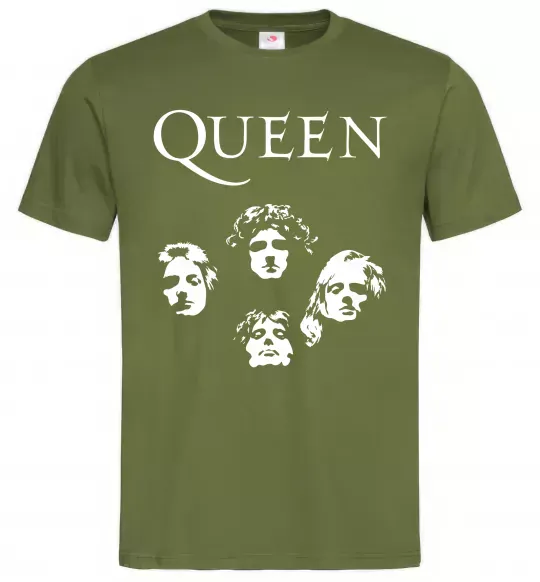 Мужская футболка Queen обличчя Оливковый фото