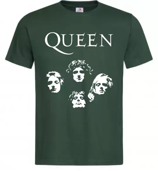 Мужская футболка Queen обличчя Темно-зеленый фото