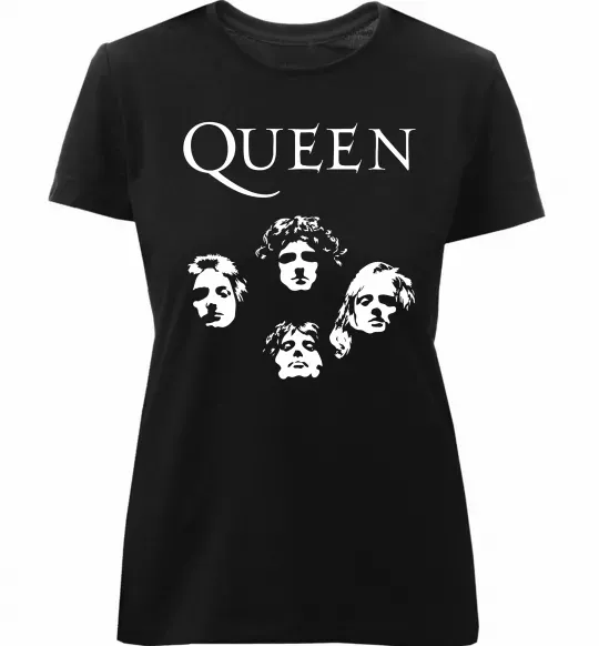 Жіноча преміум футболка Queen обличчя Чорний фото