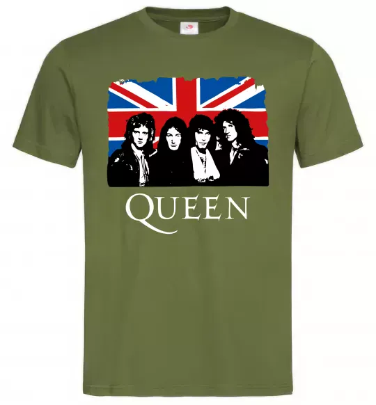 Мужская футболка Queen прапор Великої Британії Оливковый фото