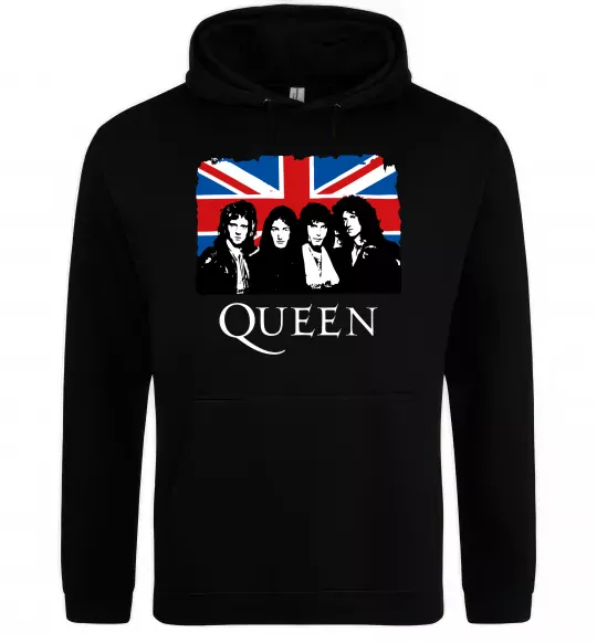 Мужская толстовка (худи) Queen прапор Великої Британії Черный фото