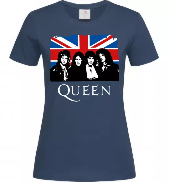 Женская футболка Queen прапор Великої Британії Темно-синий фото