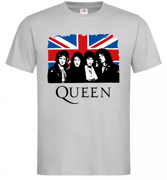 Мужская футболка Queen прапор Великої Британії Серый фото