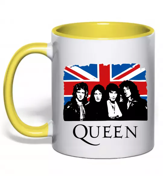Чашка з кольоровою ручкою Queen прапор Великої Британії Сонячно жовтий фото