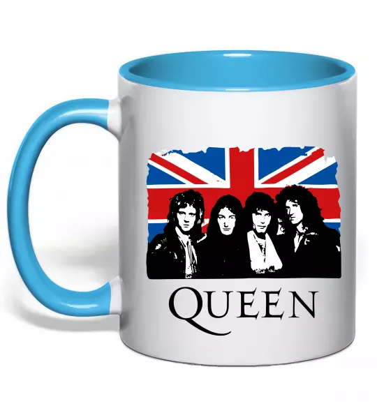 Чашка з кольоровою ручкою Queen прапор Великої Британії Блакитний фото