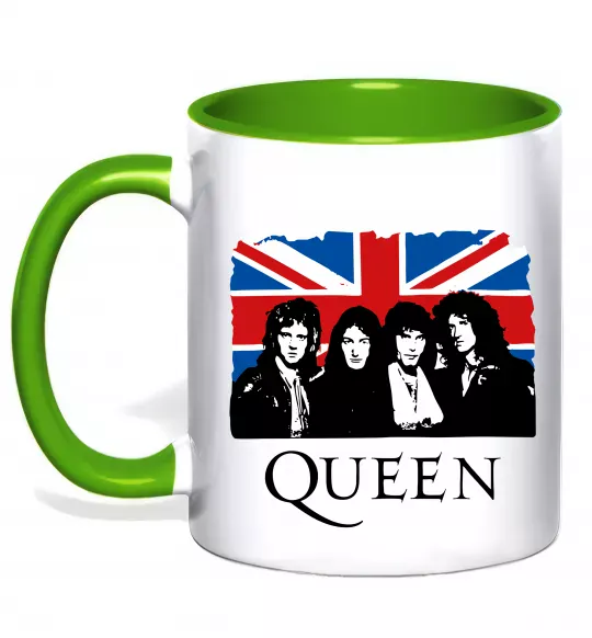 Чашка з кольоровою ручкою Queen прапор Великої Британії Зелений фото