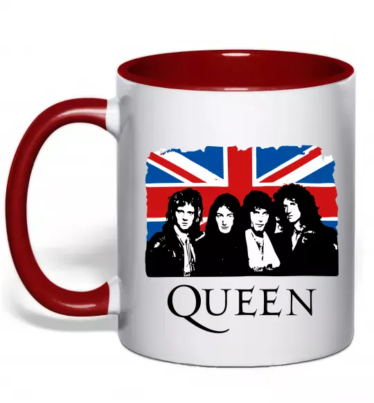 Чашка з кольоровою ручкою Queen прапор Великої Британії Червоний фото