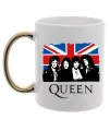 Чашка з кольоровою ручкою Queen прапор Великої Британії Золото фото