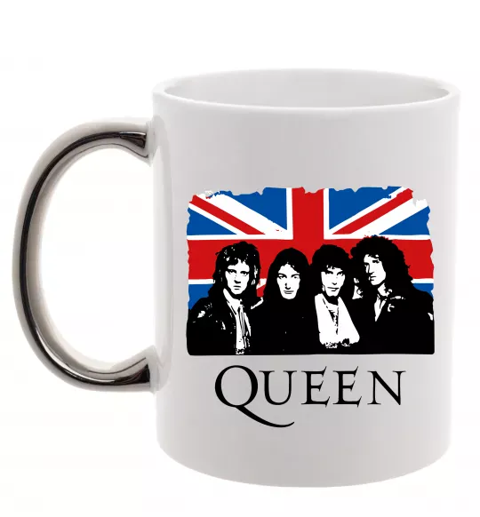 Чашка з кольоровою ручкою Queen прапор Великої Британії Срібло фото