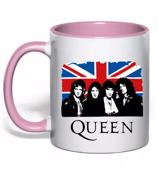 Чашка з кольоровою ручкою Queen прапор Великої Британії Ніжно рожевий фото