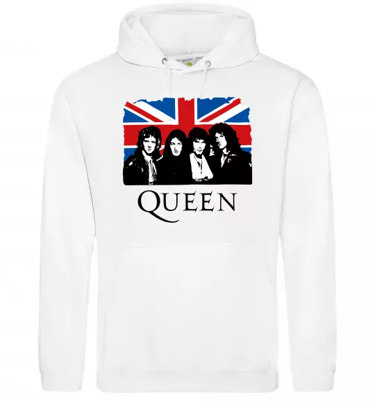 Мужская толстовка (худи) Queen прапор Великої Британії Белый фото